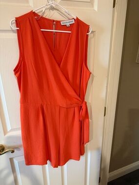 Emma & Michelle Bright Coral Wrap Romper